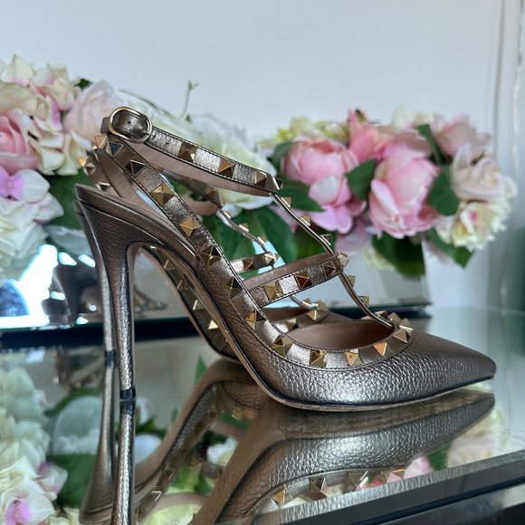 Valentino Rockstud Metallic T-strap Pump 100 MM - Picture 7 of 9